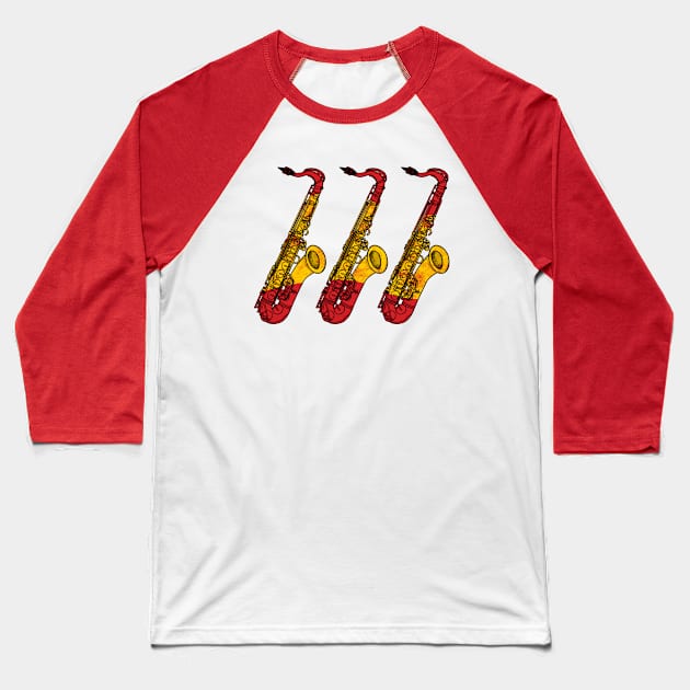 Saxophone Spanish Flag Saxophonist Sax Player Spain Baseball T-Shirt by doodlerob